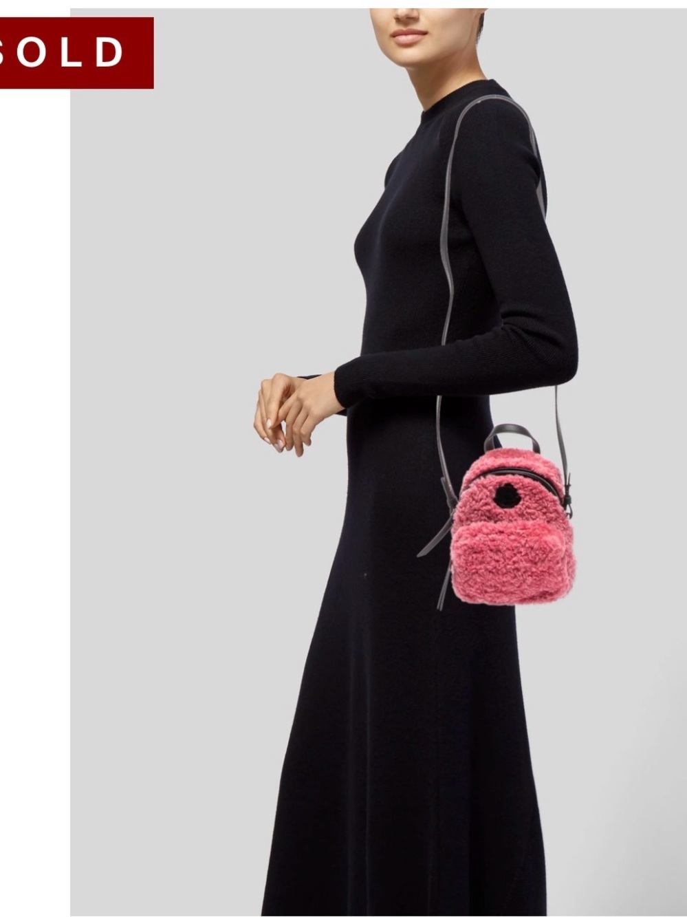 Moncler Pink Faux-Shearling Mini Backpack Crossbody
